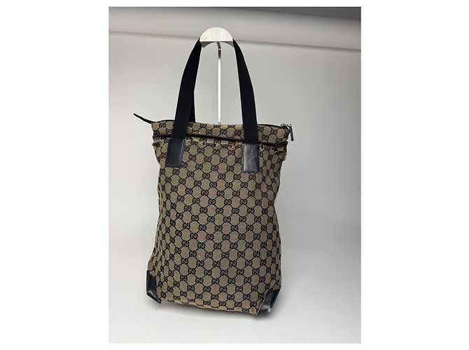 Vintage Gucci Monogramm Tasche beige und braun Schwarz - Ansicht 2