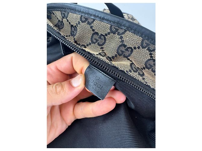 Vintage Gucci Monogramm Tasche beige und braun Schwarz - Ansicht 5