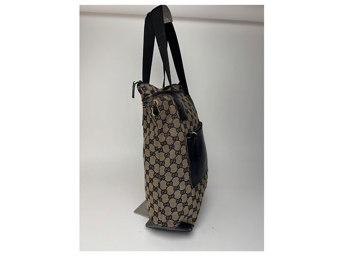 Vintage Gucci Monogramm Tasche beige und braun Schwarz - Ansicht 7