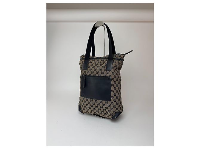 Vintage Gucci Monogramm Tasche beige und braun Schwarz - Ansicht 8