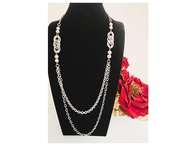 Splendida collana DOLCE & GABBANA catena doppia argento - vista 2