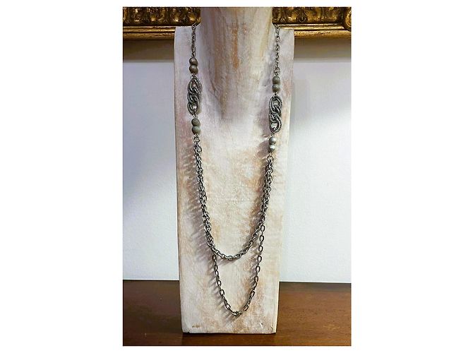 Splendida collana DOLCE & GABBANA catena doppia argento - vista 4