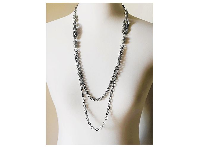 Splendida collana DOLCE & GABBANA catena doppia argento - vista 5