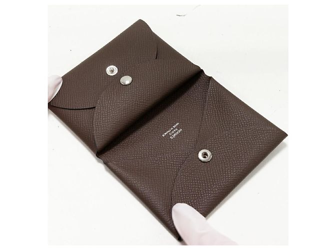 Monedero de tarjeta Calvi Duo Epsom de Hermès Beige - vista 3