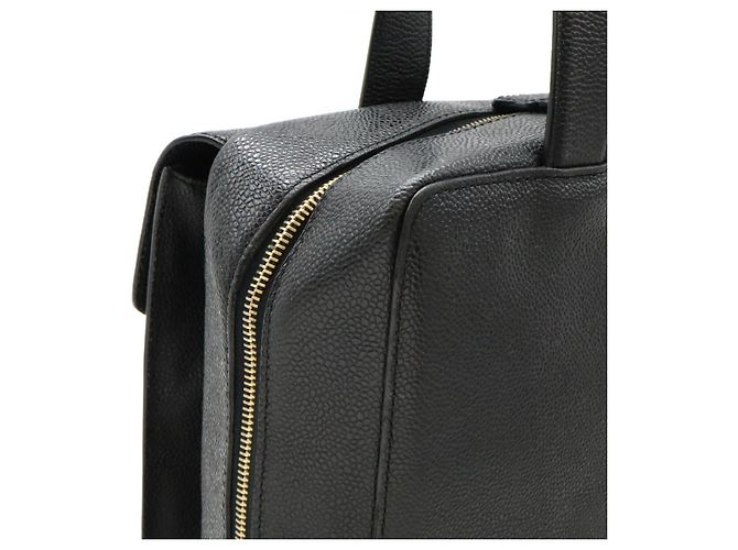 Borsa da lavoro in pelle caviar Chanel Coco Mark Nero - vista 7