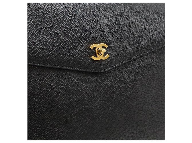 Borsa da lavoro in pelle caviar Chanel Coco Mark Nero - vista 8