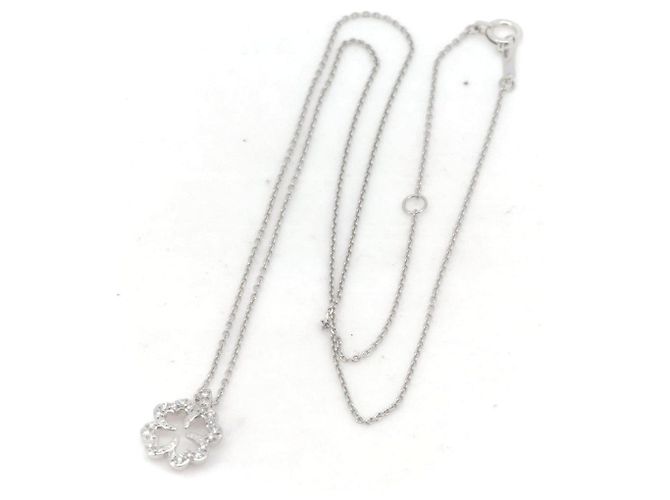 Autre Marque Vendome Aoyama PT850 PT950 Kleeblatt-Diamant-Halskette Silber - Ansicht 2