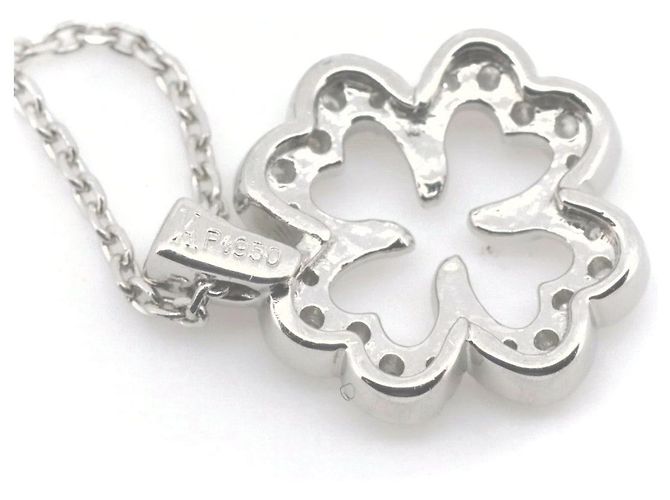 Autre Marque Vendome Aoyama PT850 PT950 Kleeblatt-Diamant-Halskette Silber - Ansicht 4