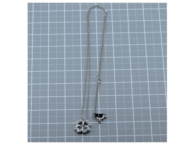 Autre Marque Vendome Aoyama PT850 PT950 Kleeblatt-Diamant-Halskette Silber - Ansicht 5
