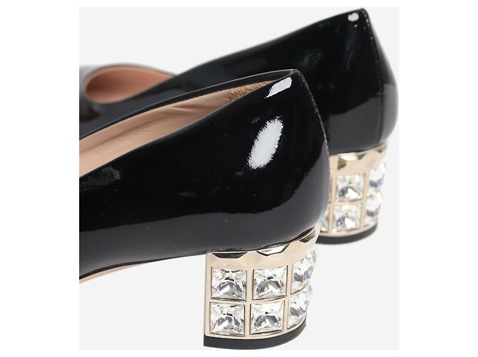 Miu Miu Schwarze Pumps mit Blockabsatz aus Kristall - Größe EU 35 - Ansicht 4