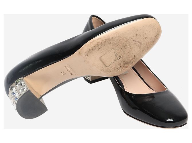 Miu Miu Schwarze Pumps mit Blockabsatz aus Kristall - Größe EU 35 - Ansicht 5