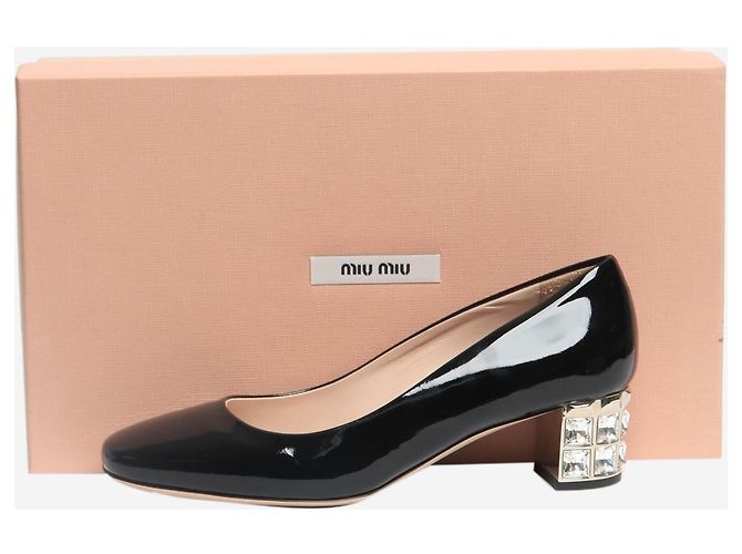 Miu Miu Schwarze Pumps mit Blockabsatz aus Kristall - Größe EU 35 - Ansicht 6
