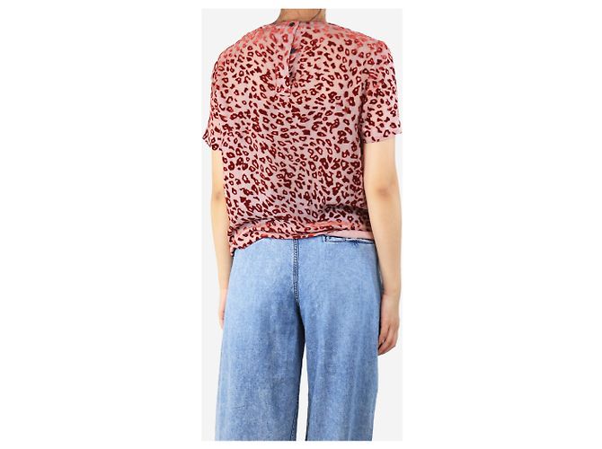 Rag & Bone Pink and red velvet leopard print top - size S - view 2