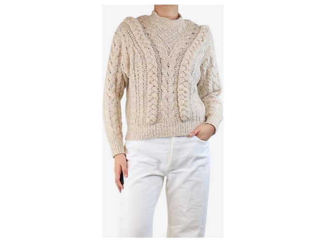 Isabel Marant Etoile Neutrales geflochtenes Fleck-Jumper - Größe UK 8 - Ansicht 3