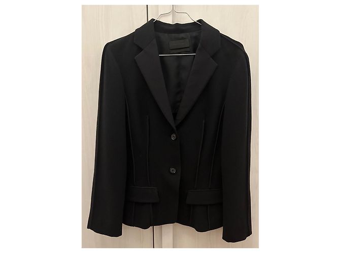Autre Marque Narciso Rodriguez Schwarzer Wollblazer Kurz - Ansicht 2