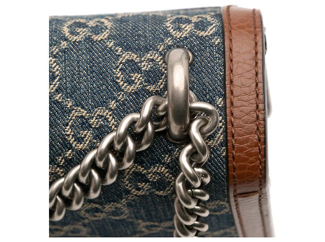 Borsa a spalla Dionysus in denim GG blu piccolo di Gucci Blu navy - vista 9
