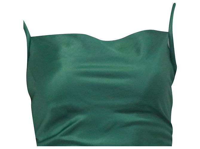 Vestido midi sin espalda con escote cuadrado en triacetato verde de Nanushka - vista 2