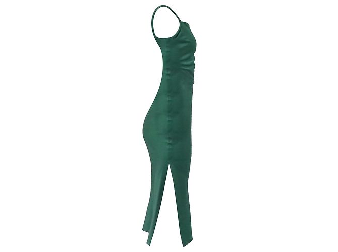 Vestido midi sin espalda con escote cuadrado en triacetato verde de Nanushka - vista 3