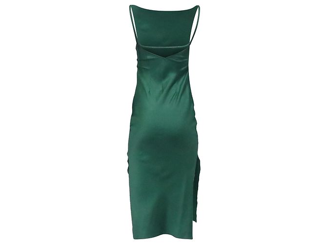 Vestido midi sin espalda con escote cuadrado en triacetato verde de Nanushka - vista 4