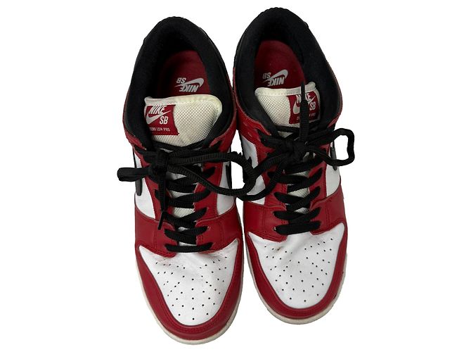 Baskets Nike SB Dunk Low Pro en cuir Chicago Rouge Bordeaux - vue 6