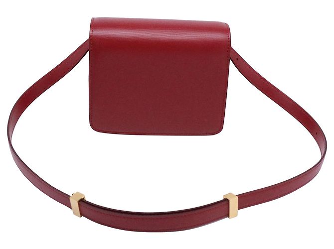 Classic Box Céline Borsa a spalla classica Celine in pelle di vitello bordeaux, modello piccolo Rosso Bordò - vista 2