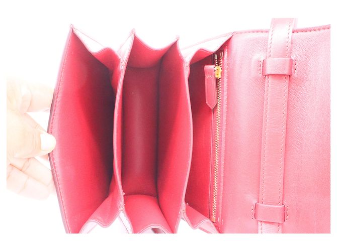 Classic Box Céline Borsa a spalla classica Celine in pelle di vitello bordeaux, modello piccolo Rosso Bordò - vista 4