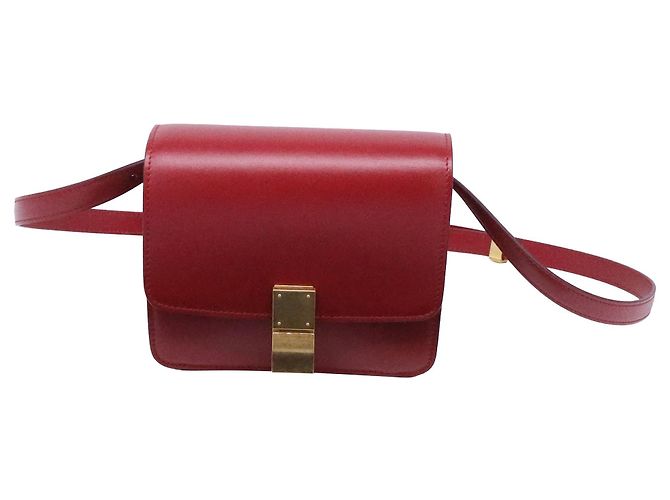 Classic Box Céline Borsa a spalla classica Celine in pelle di vitello bordeaux, modello piccolo Rosso Bordò - vista 5