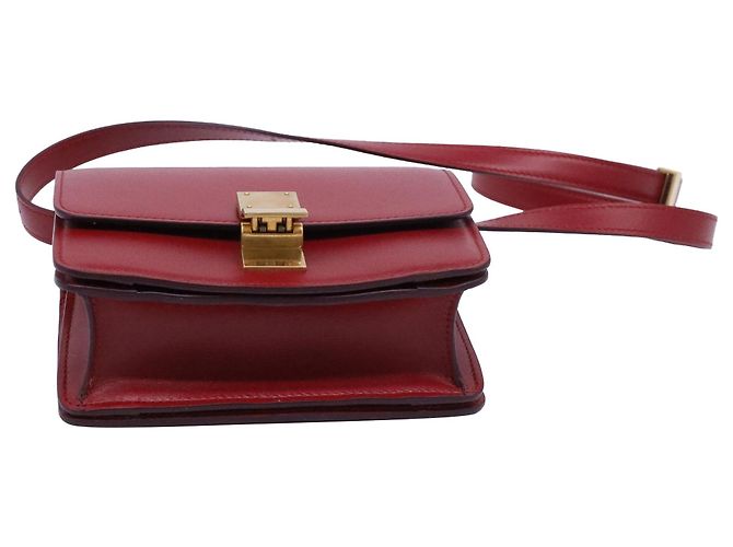 Classic Box Céline Borsa a spalla classica Celine in pelle di vitello bordeaux, modello piccolo Rosso Bordò - vista 6