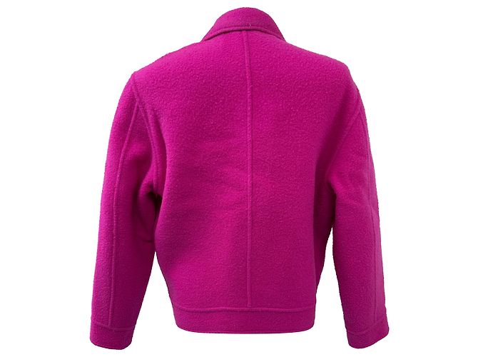 Abrigo Boxy Fit de Doble Cara en Lana Rosa AMI Castaño - vista 3