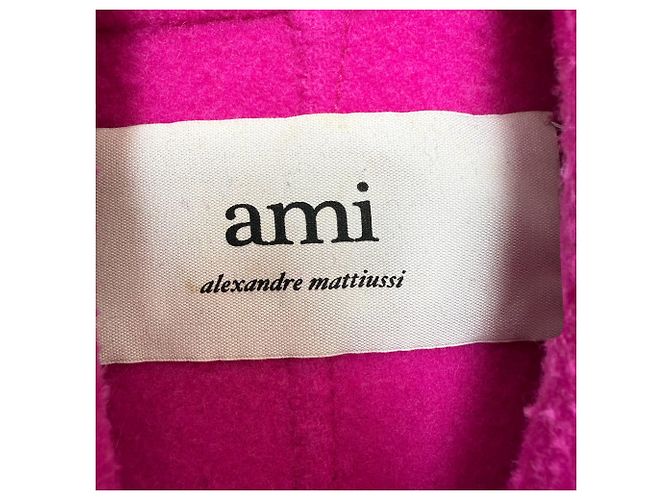 Abrigo Boxy Fit de Doble Cara en Lana Rosa AMI Castaño - vista 4