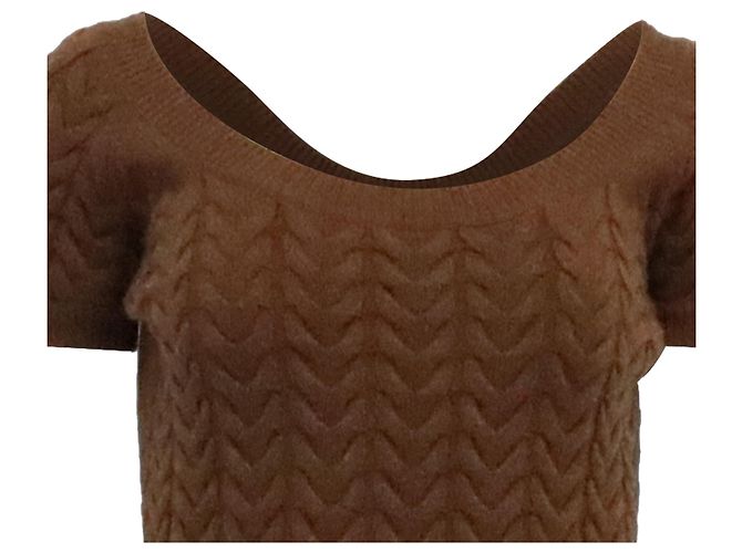 Max Mara Caramba Strick-Midi-Kleid aus brauner Wolle Rot - Ansicht 2
