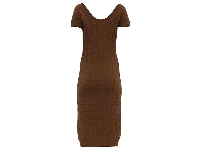 Max Mara Caramba Strick-Midi-Kleid aus brauner Wolle Rot - Ansicht 4