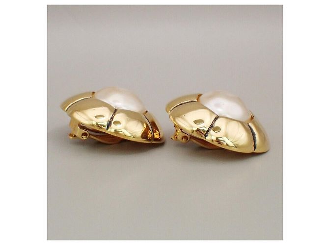 Chanel Vintage CC Flower Clip-On perle imitazione in placcato oro D'oro - vista 3