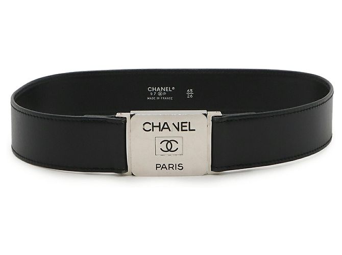 Cinturón de cuero negro con hebilla de placa Chanel Coco Mark - vista 2