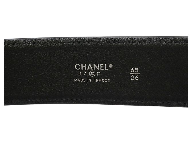 Cinturón de cuero negro con hebilla de placa Chanel Coco Mark - vista 7