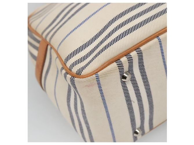 Borsa a mano BURBERRY in tela e pelle bianca argento Auth bs28984 Bianco - vista 13