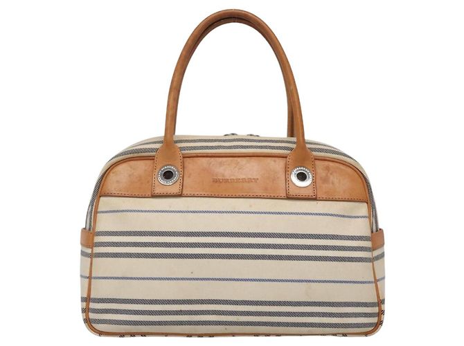 Borsa a mano BURBERRY in tela e pelle bianca argento Auth bs28984 Bianco - vista 2