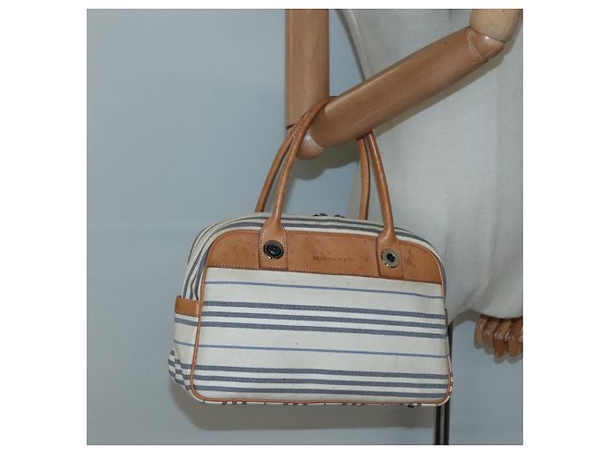 Borsa a mano BURBERRY in tela e pelle bianca argento Auth bs28984 Bianco - vista 21