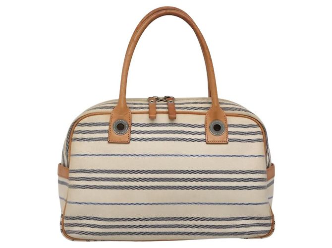 Borsa a mano BURBERRY in tela e pelle bianca argento Auth bs28984 Bianco - vista 3