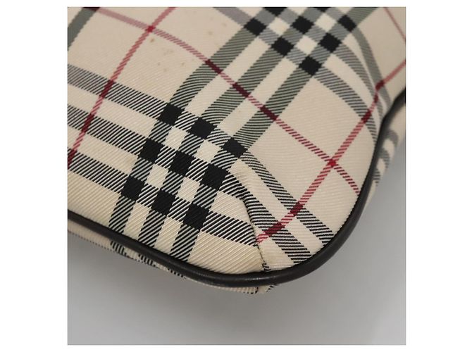 Borsa a mano Burberry Nova Check in nylon e pelle beige argento autentica bs28982 - vista 10