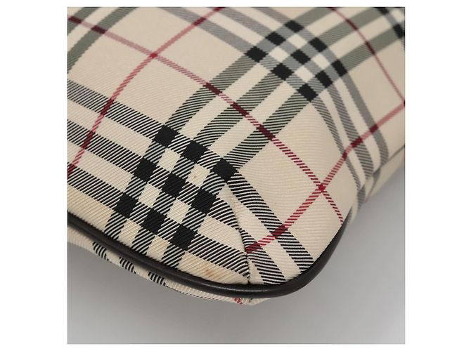 Borsa a mano Burberry Nova Check in nylon e pelle beige argento autentica bs28982 - vista 12