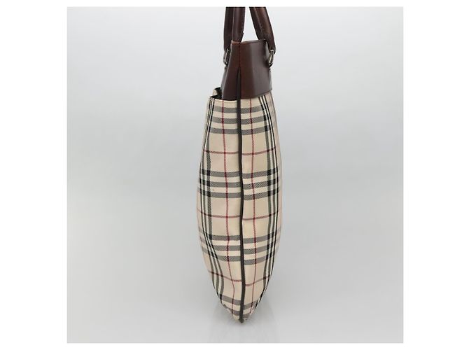 Borsa a mano Burberry Nova Check in nylon e pelle beige argento autentica bs28982 - vista 5