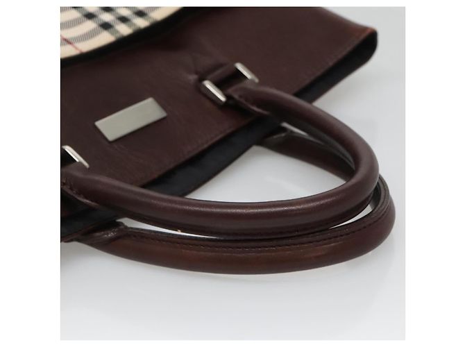 Borsa a mano Burberry Nova Check in nylon e pelle beige argento autentica bs28982 - vista 7