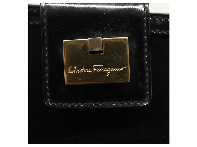 Borsa a Spalla Salvatore Ferragamo Camoscio Nero Oro Auth 139577 D'oro - vista 14