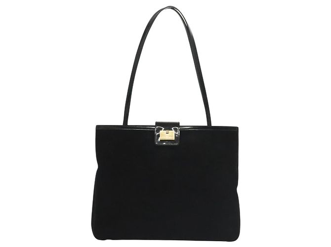 Borsa a Spalla Salvatore Ferragamo Camoscio Nero Oro Auth 139577 D'oro - vista 2