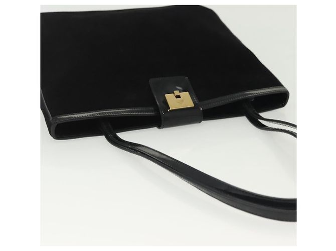 Borsa a Spalla Salvatore Ferragamo Camoscio Nero Oro Auth 139577 D'oro - vista 6