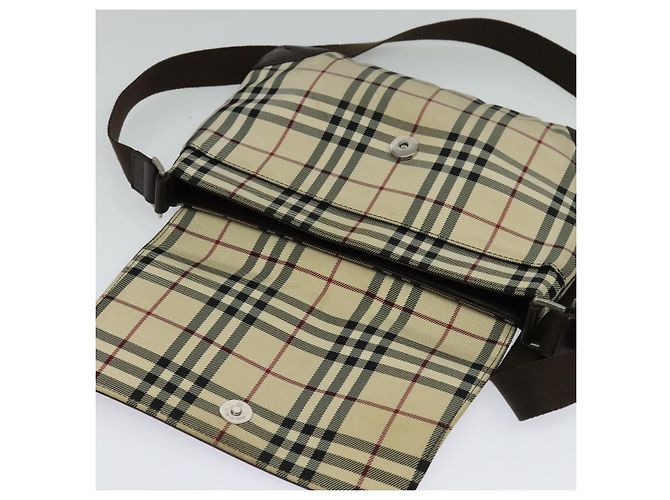 Borsa a Spalla Burberry Nova Check in Nylon Beige Argento Autentica hk2950 - vista 15