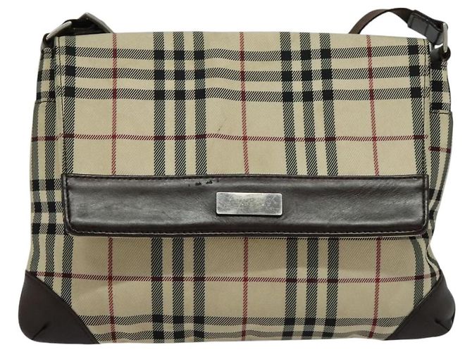 Borsa a Spalla Burberry Nova Check in Nylon Beige Argento Autentica hk2950 - vista 2