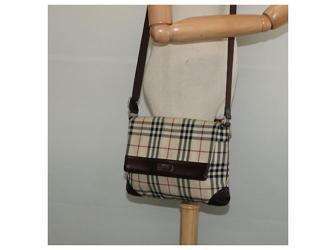 Borsa a Spalla Burberry Nova Check in Nylon Beige Argento Autentica hk2950 - vista 21