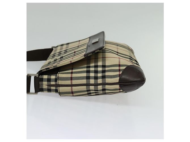 Borsa a Spalla Burberry Nova Check in Nylon Beige Argento Autentica hk2950 - vista 4